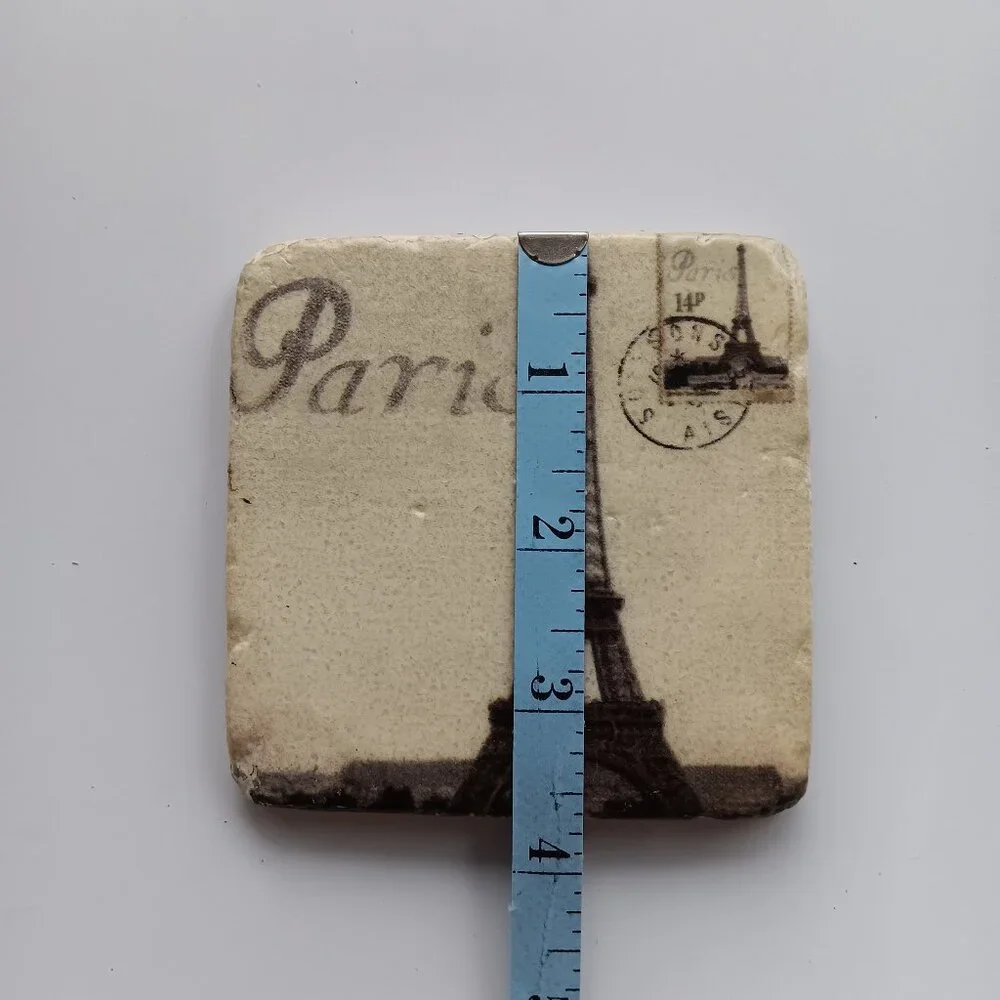 Paris Eiffel Tower Marble Coaster Cork Back 3.5